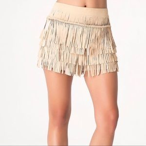 bebe Ravey Suede Fringe shorts size 8